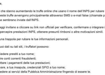 Allerta truffe online: l’INPS mette in guardia i cittadini contro i falsi messaggi